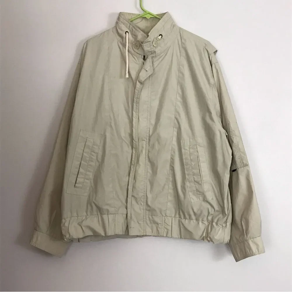 Vintage London Fog Tan Khaki Jacket Coat Zip Up Men's Large Long Sleeve Casual